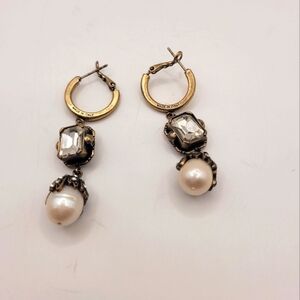 Alexander McQueen Dangle Brass Pearl Earrings